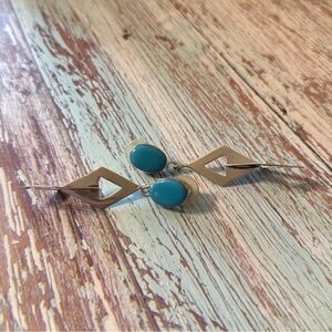 Vintage Navajo Ted Ott Turquoise sterling long dangle earrings, Approx 3" long